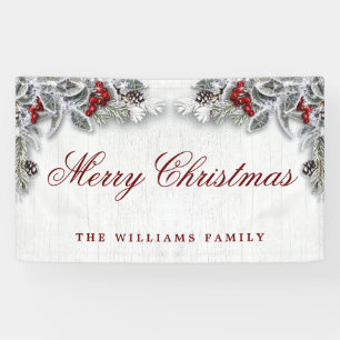 Banderoles Pine Cône Branche Bois rustique Joyeux Noël