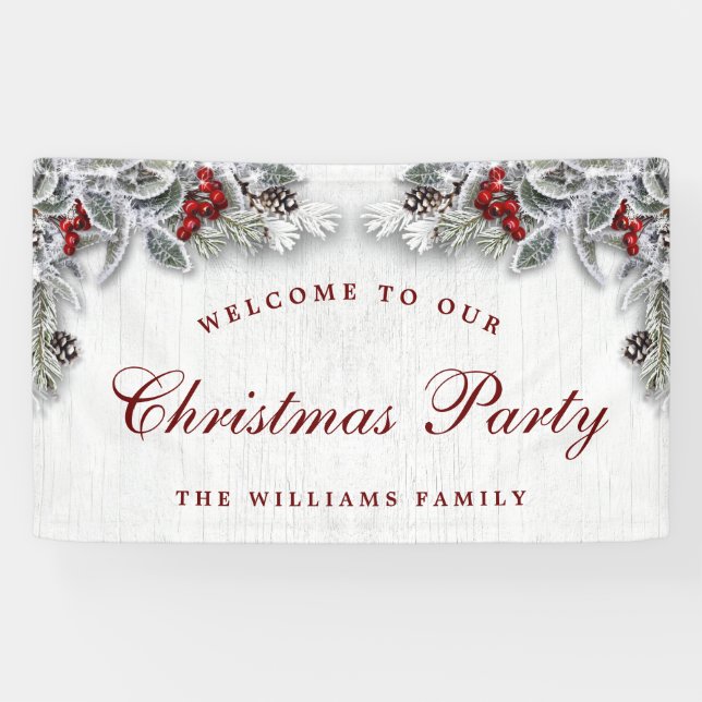 Banderoles Pine Cône Branche Bois rustique Joyeux Noël (Horizontal)