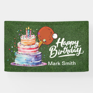 Banderoles Ping Pong sur l'herbe verte Joyeux anniversaire