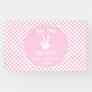 Banderoles Pink Bad Two The Bone Skeleton 2e fête d'anniversa