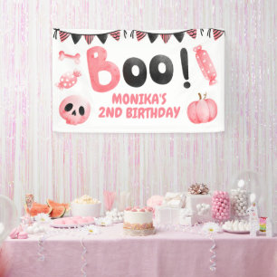 Banderoles Pink Boo Two Girl Halloween Party 2e anniversaire