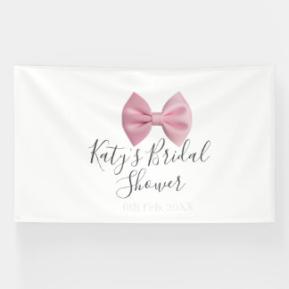 Banderoles Pink bow bridal shower name date pastel stylish te