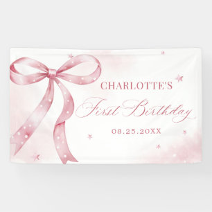 Banderoles Pink Bow Girl 1er anniversaire
