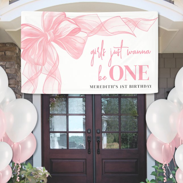Banderoles Pink Bow Girls 1st Birthday (Pink Bow Girls 1st Birthday Banner)