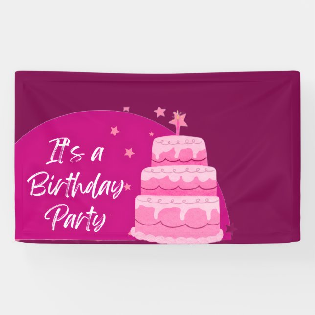 Banderoles Pink Cake Birthday Party (Horizontal)
