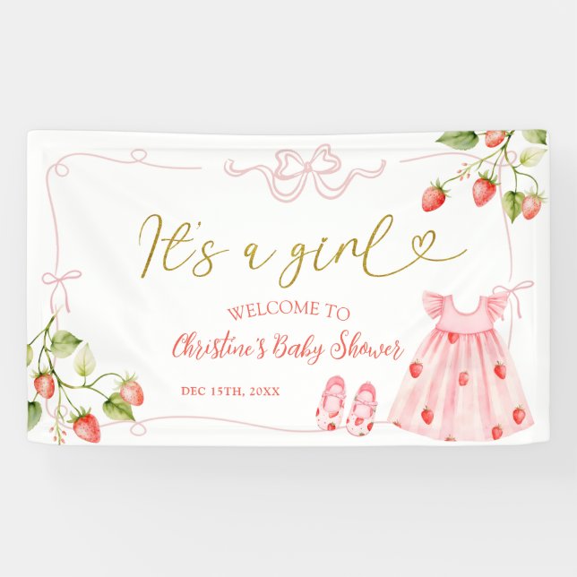 Banderoles Pink Coquette Baby Clothes Berry Large Banner (Horizontal)