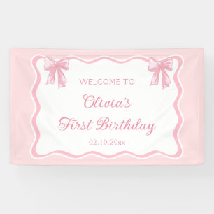 Banderoles Pink Coquette Bow fête d'anniversaire Bienvenue