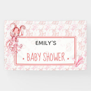 Banderoles Pink & Coral Sea Life Baby shower de pieuvre   Fil