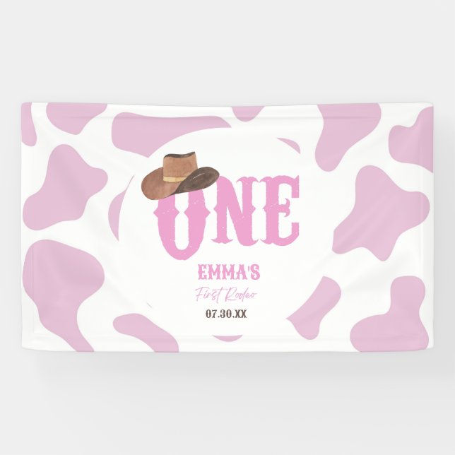 Banderoles Pink Cowgirl ONE Premier Rodéo 1ère fête d'anniver (Horizontal)