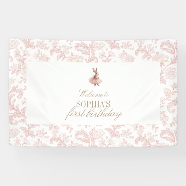 Banderoles Pink Floral toile Some Bunny Birthday  (Horizontal)