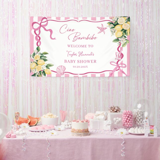 Banderoles Pink Girls Lemon Ciao Baby Italian Baby Shower (Fête)