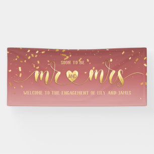 Banderoles Pink Gold Mr et Mrs Fiançailles Banner