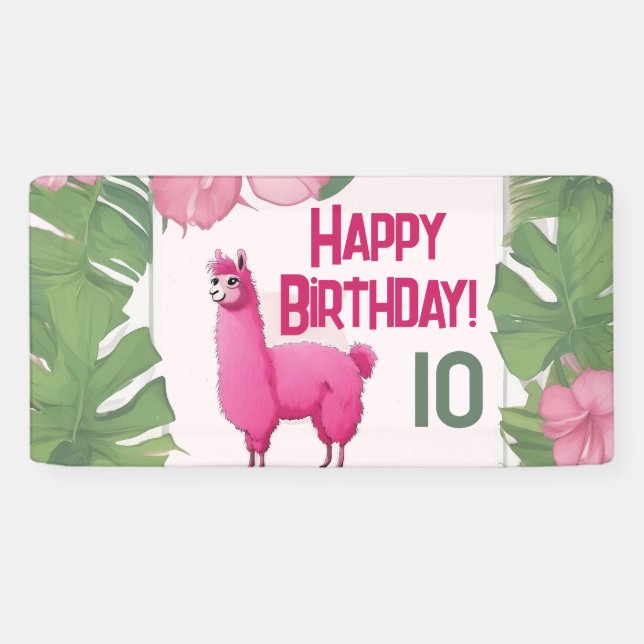 Banderoles Pink Joyeux Lama souriant (Horizontal)