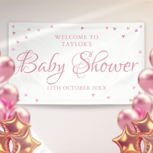 Banderoles Pink Love Hearts Baby Girl Douche Affiche de bienv (Pink Love Hearts Baby Girl Shower Welcome Sign)