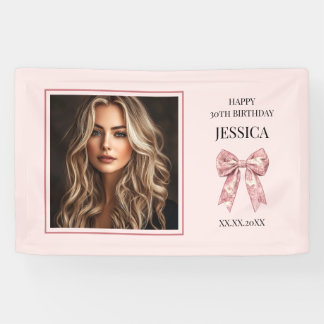 Banderoles Pink moderne Joyeux 30e anniversaire Photo Trente