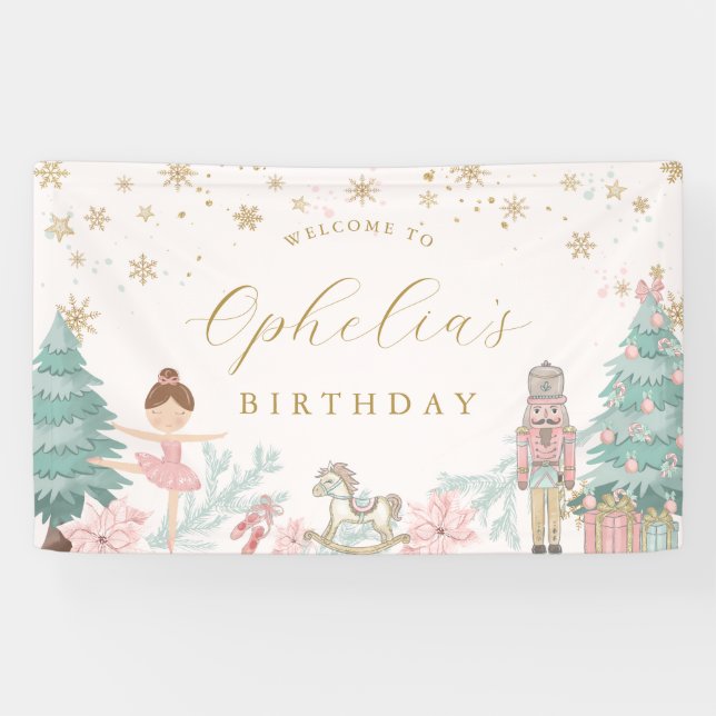 Banderoles Pink Nutcracker Ballet Birthday Welcome Banner (Horizontal)