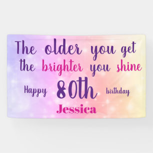 Banderoles Pink pastel scintillant 80e anniversaire personnal