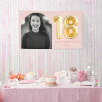 Pink Photo 18th Birthday Gold Balloon