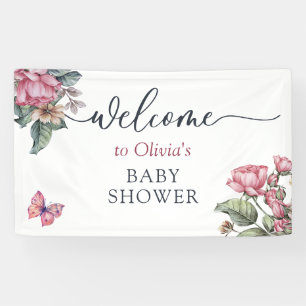 Banderoles Pink rustique rose floral Welcome
