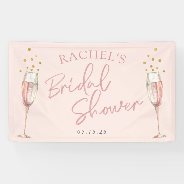 Banderoles Pink script moderne champagne douche de nage bienv (Horizontal)