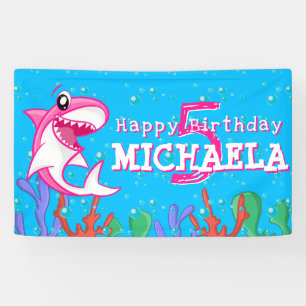 Banderoles Pink Shark Cute Anniversaire de enfant