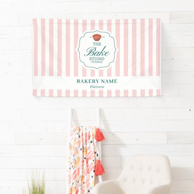 Banderoles Pink Stripes Logo Wall Pop Up Shop Vendor Event (En situation)