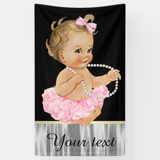Banderoles Pink Tutu Pearl Baby Girl Douche (Vertical)
