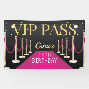 Banderoles Pink VIP Pass Hollywood Red Carpet Anniversaire
