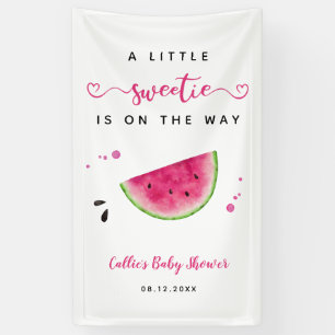 Banderoles Pink Watermelon Little Sweetie Baby shower Bienven