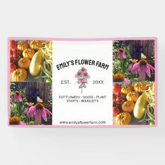 Banderoles Pink & White Modern 4 Photo Small Business