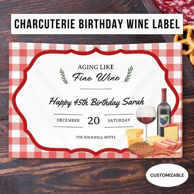 Banderoles Pique-nique d'anniversaire charcuterie et vin (Créateur téléchargé)