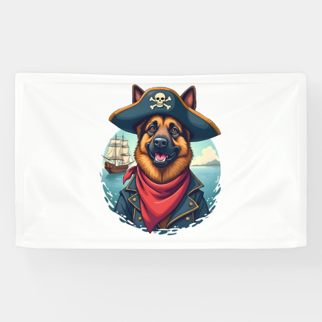 Banderoles Pirate de chien berger allemand (Horizontal)