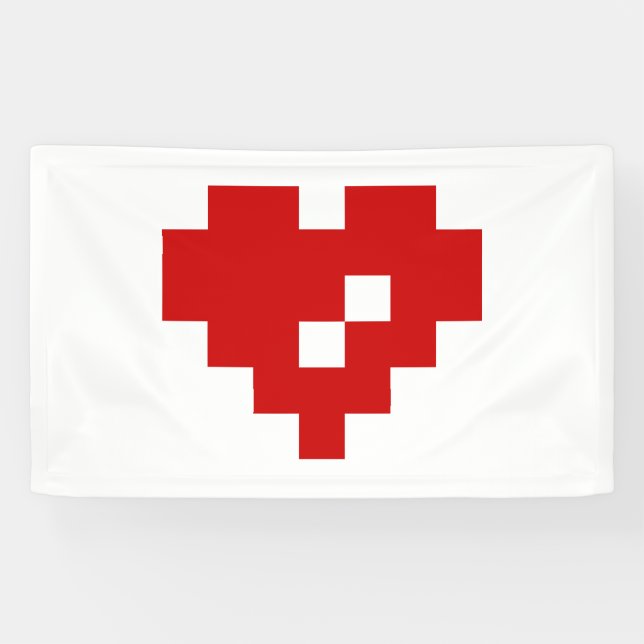 Banderoles Pixel Coeur 8 bits Amour (Horizontal)
