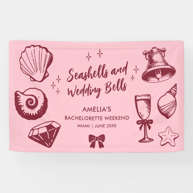 Banderoles Plage Bachelorette Fête Coquillages Mariages (Horizontal)
