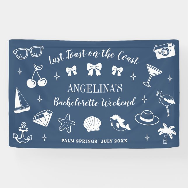 Banderoles Plage Bachelorette Fête Dernier Toast Sur La Côte (Horizontal)
