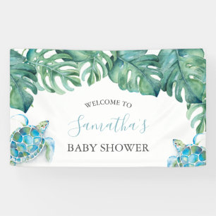 Banderoles Plage de Baby shower de tortue de mer tropicale
