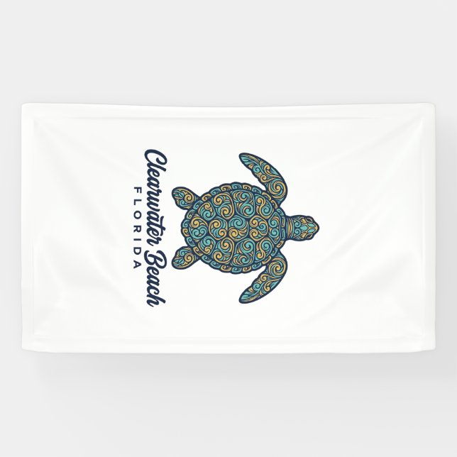 Banderoles Plage de Clearwater Floride Tortue de mer Concepti (Horizontal)