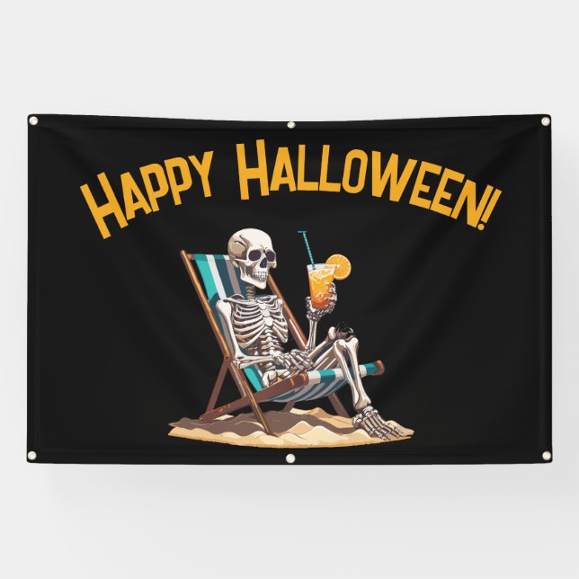 Banderoles Plage Lounge Squelette Halloween (Horizontal)