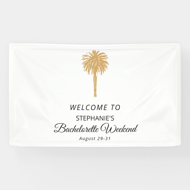 Banderoles Plage Tropicale Gold Palm Destination Bachelorette (Horizontal)