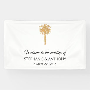 Banderoles Plage tropicale Gold Palm Tree Destination Mariage