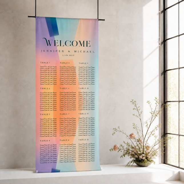 Banderoles Plan de table de mariage vertical colorblock (Créateur téléchargé)
