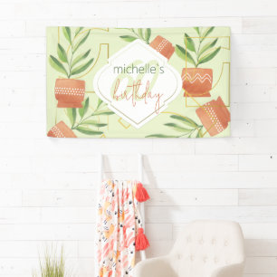 Banderoles Plantes frais en pots en céramique Aquarelle