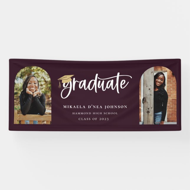 Banderoles Playful Script Graduation Photo Banner (Horizontal)