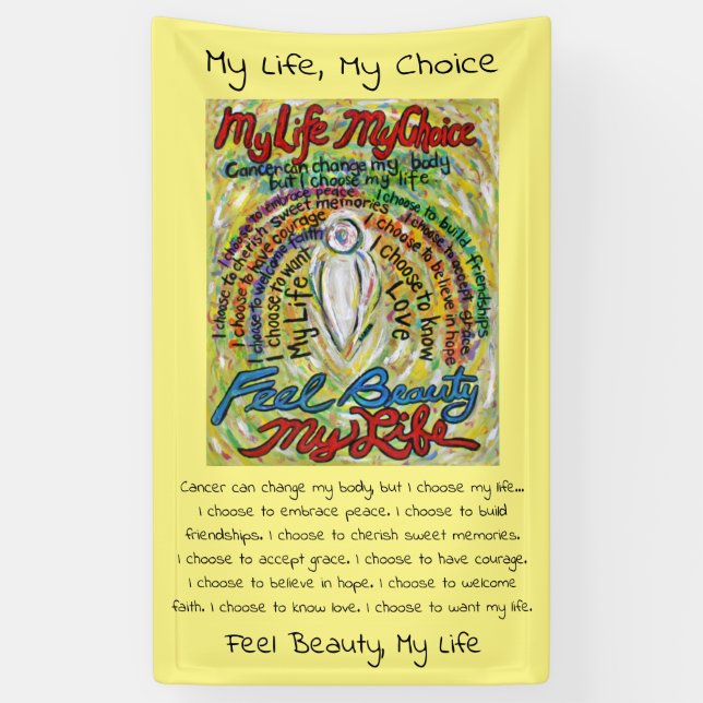 Banderoles Poème Cancer Blanc Gardien Angel Art Personnalisé  (Vertical)