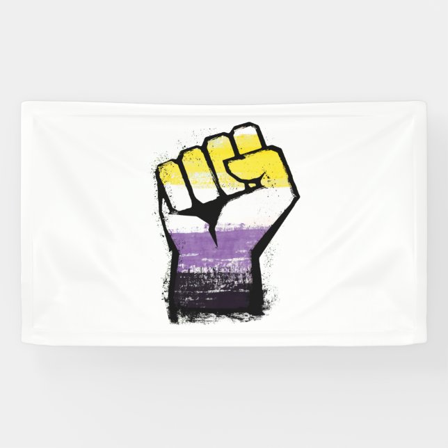 Banderoles Poing de protestation de fierté non binaire (Horizontal)