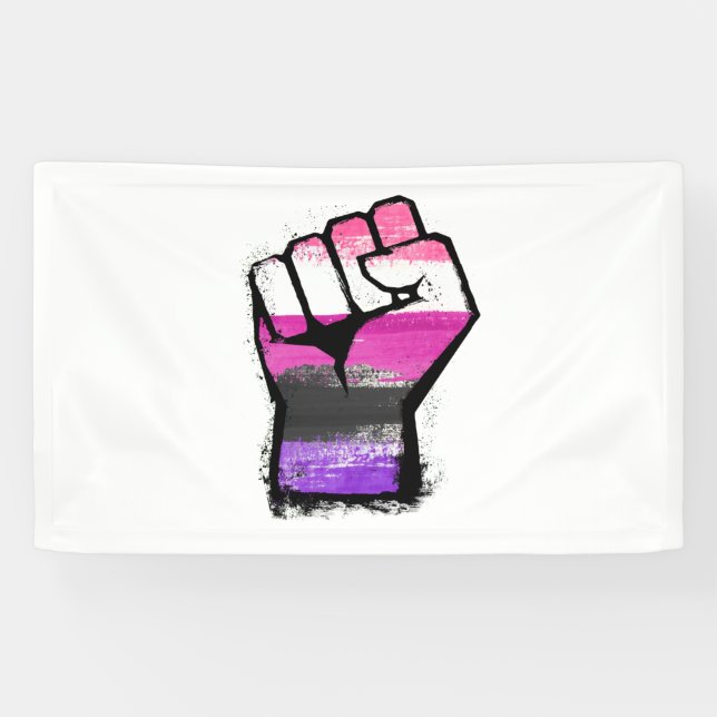 Banderoles Poing de protestation genre fluide (Horizontal)
