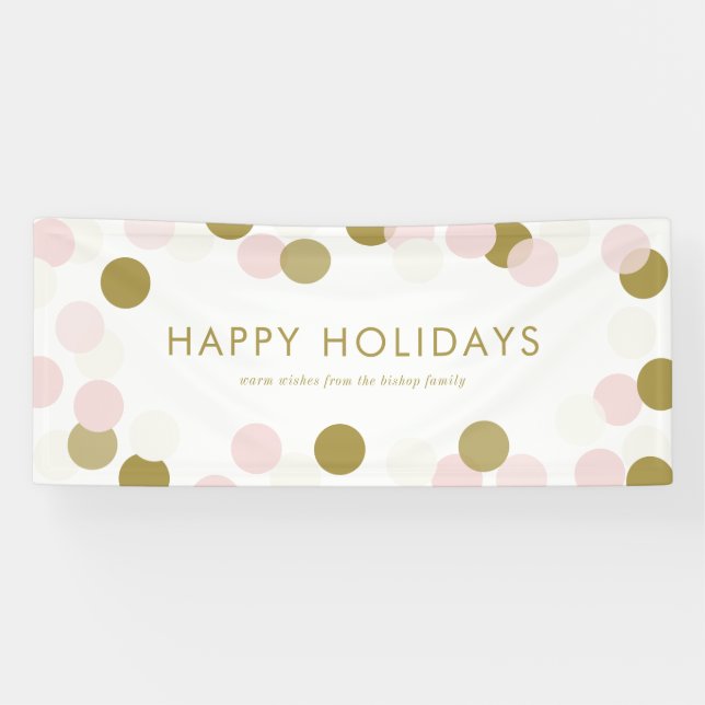 Banderoles Points de Confetti festive PInk et Gold Joyeuses f (Horizontal)