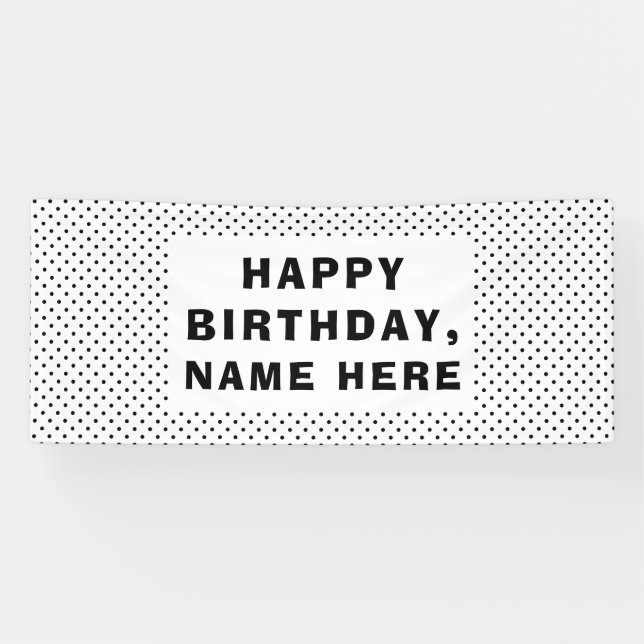 Banderoles Pois noirs Joyeux anniversaire (Horizontal)
