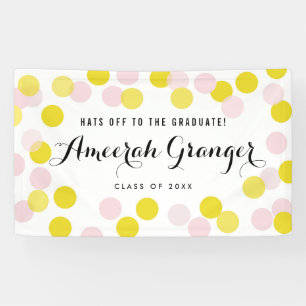 Banderoles Pois rose et jaune Confetti Graduation