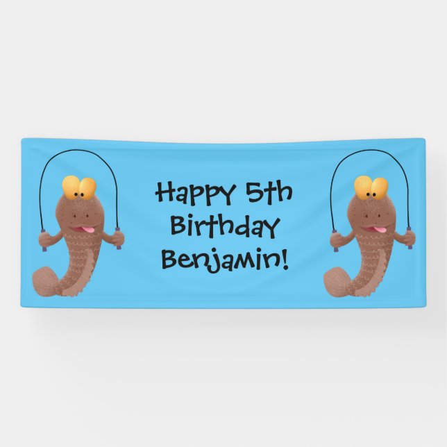 Banderoles Poisson carton animé drôle de mudskipper sautant (Horizontal)